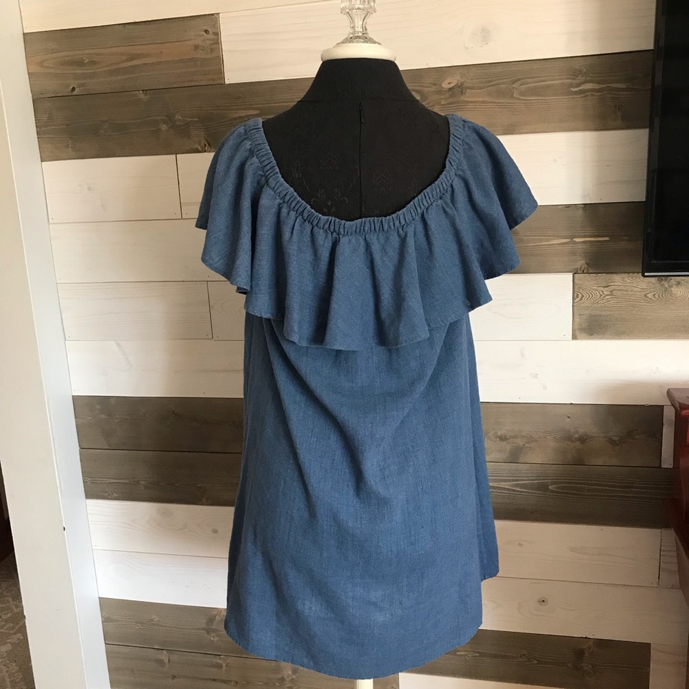 Madewell ⚜️ Blue Linen Rio Ruffled Top Dress - Picture 6 of 14